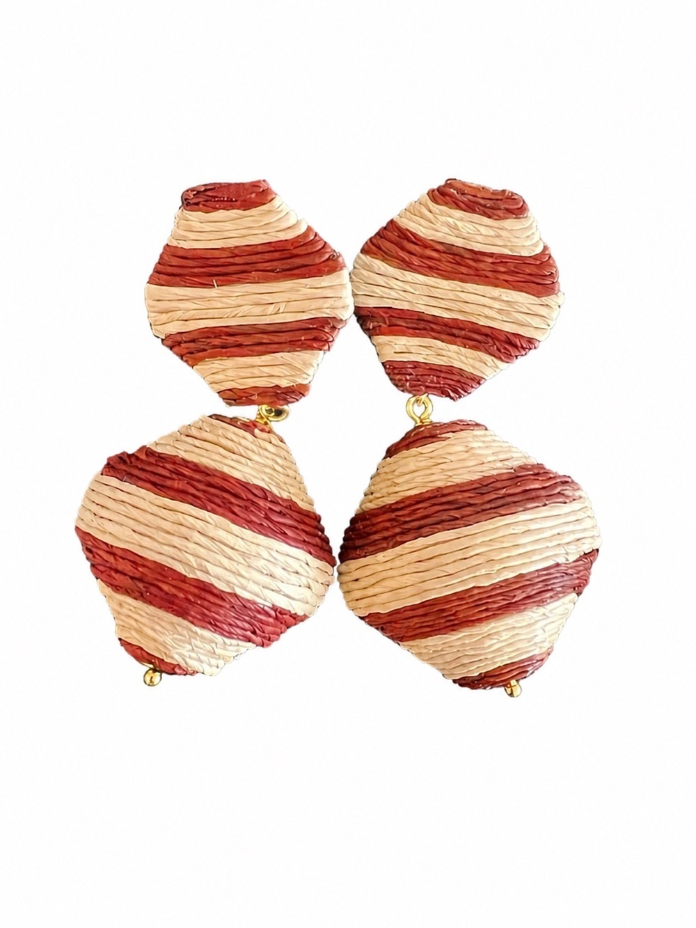 Tuckernuck New Cocoa Stripe Raffia Geo Lantern Earrings